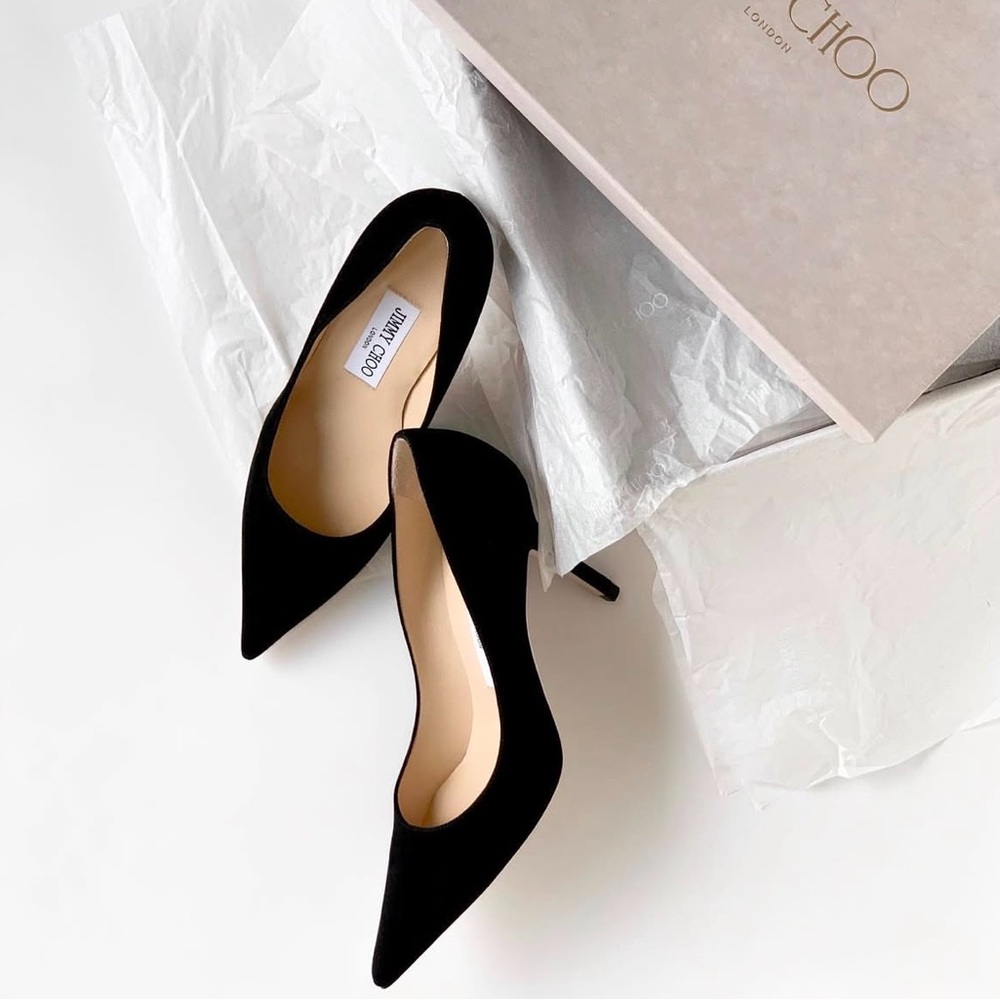 Authentic Jimmy Choo Black Suede Pointed-Toe Pumps Romy 85 – Like New! - Picture 4 of 11